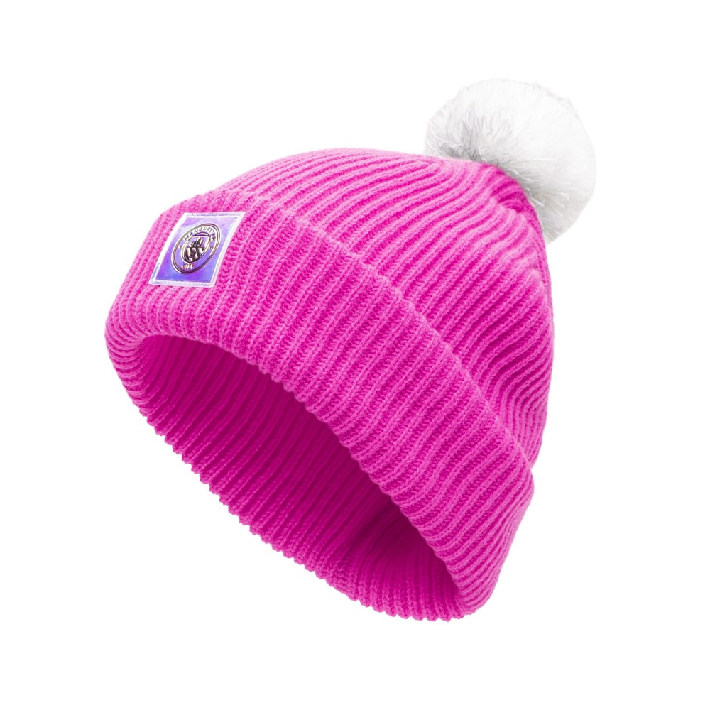 Fan Ink Manchester City Neptune Bobble Beanie Pink Knit Hat